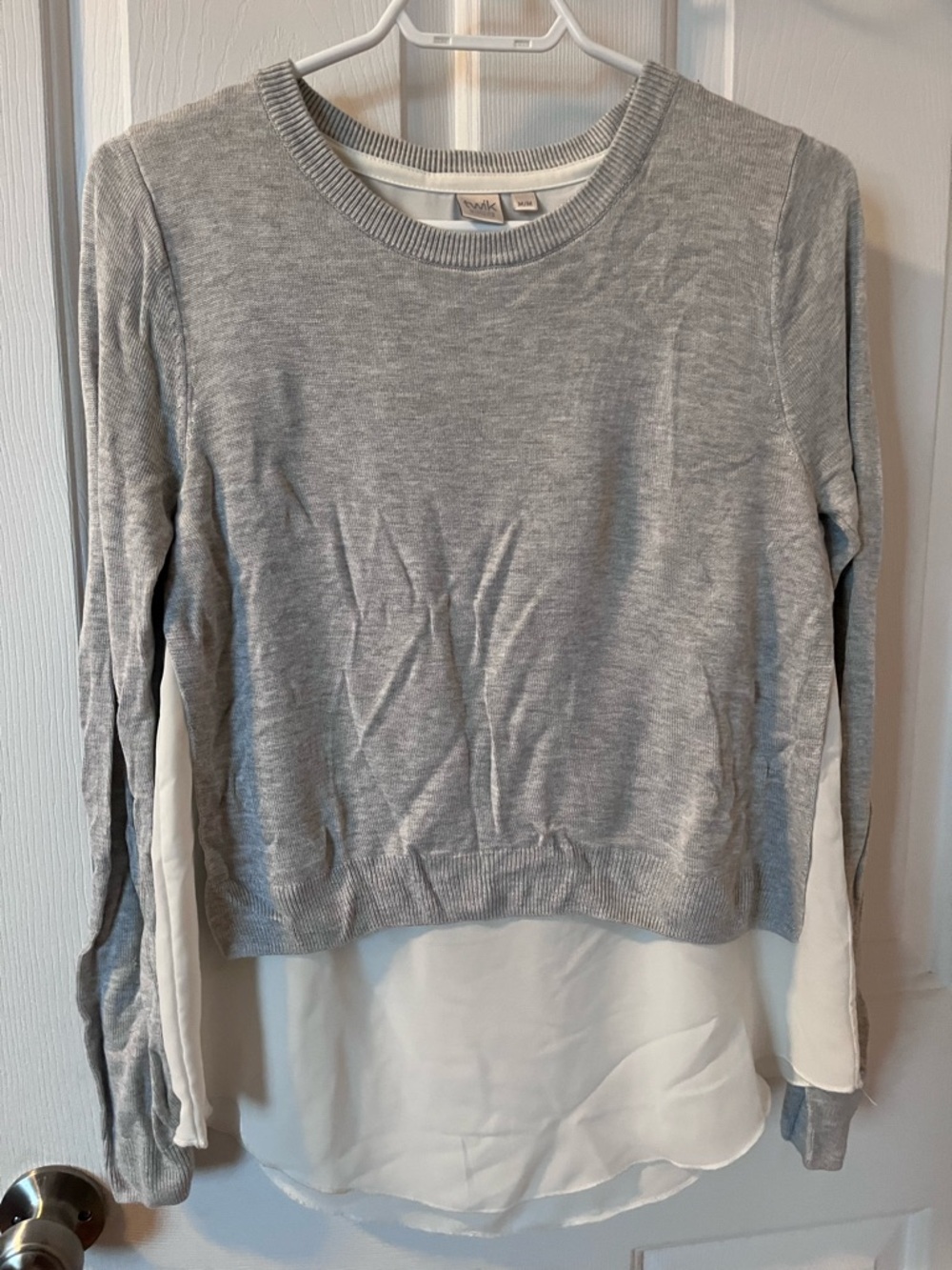 twik Grey Knit Crewneck with White Trim